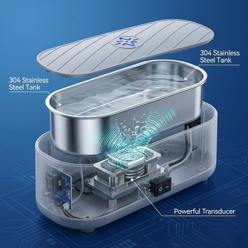 Ultrasonic Cleaner for Glasses, Jewelry, Rings, Necklaces & More